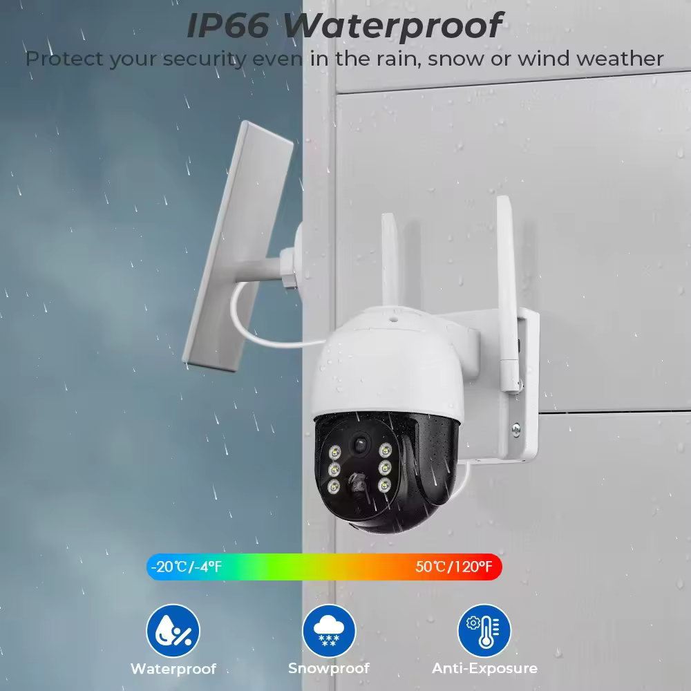 Соларна WiFi PTZ камера ICSee – 8MP, въртяща, нощно виждане
